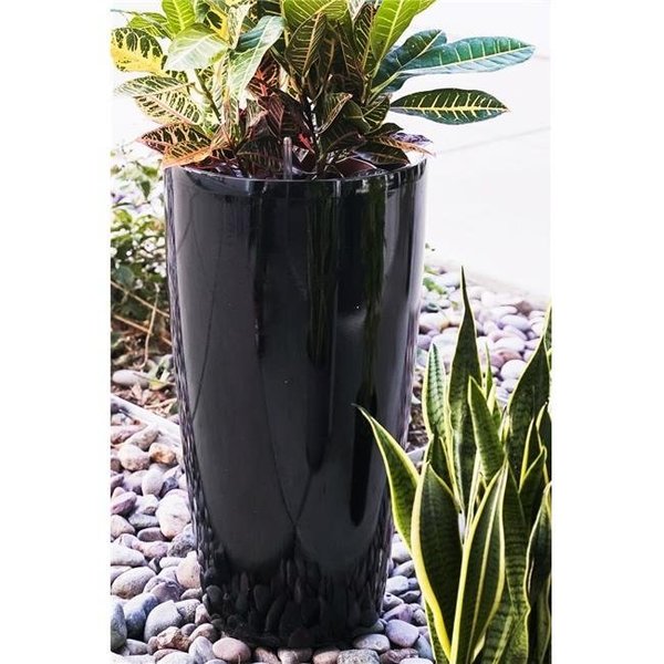 X-Brand X-Brand PL3585BK 29.5 in. Tall Nested Plastic Self Watering Indoor Outdoor Round Planter Pot; Black - Set of 2 PL3585BK